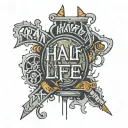 halfway there text with half life 2 font tattoo design idea