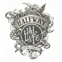 halfway there text with half life 2 font tattoo design idea
