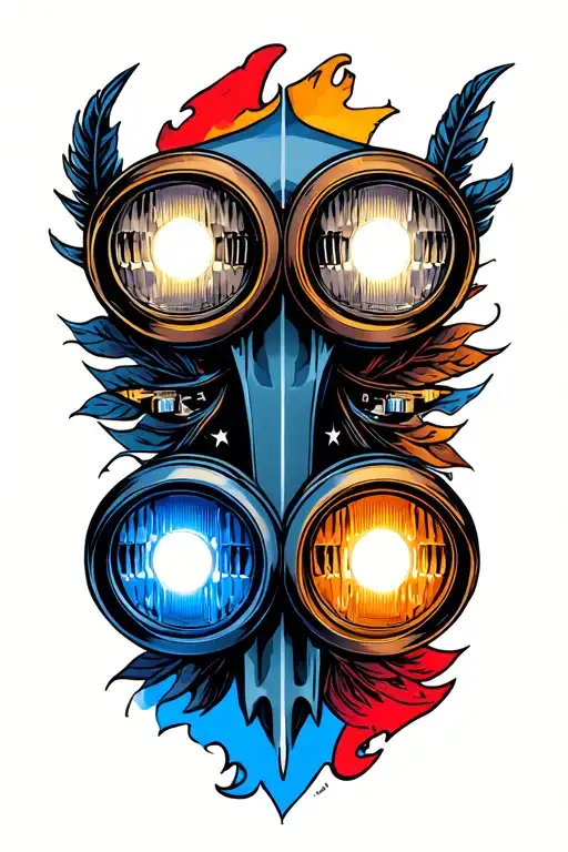 mustang symbol incorporate headlights of a 69 mach1 tattoo design idea