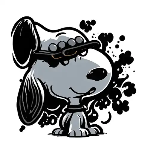 snoopy with a cyber sigilism style tattoo tattoo design idea