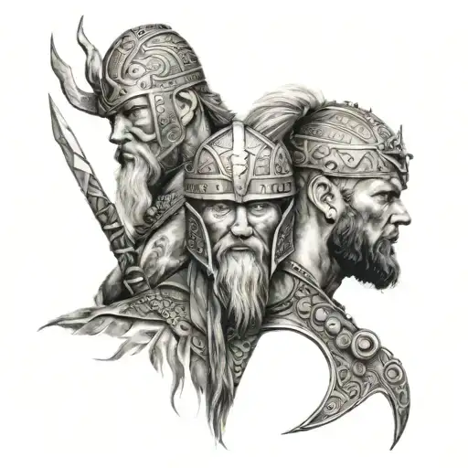 Yoruba face off with viking warrior tattoo design idea