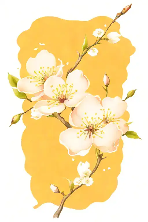 cherry blossomed with  petals falling tattoo design idea