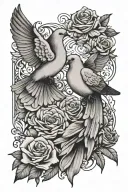 dove love and friendship tattoo design idea