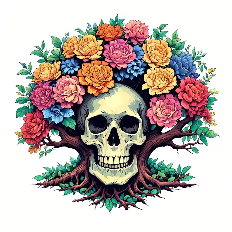 skull tree of life tattoo design idea
