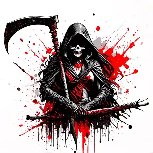 female reaper with scythe  tattoo design idea