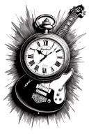 pocket watch, guitar, Harley Davidson logo tattoo design idea