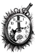 pocket watch, guitar, Harley Davidson logo tattoo design idea