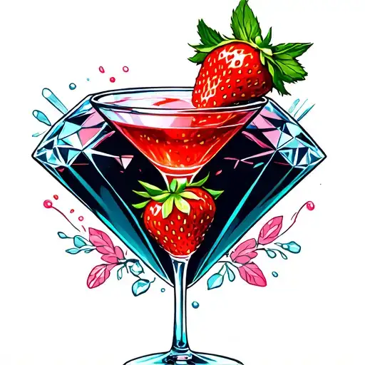 StrawberryMartini spread within a diamond.I Without strawberries tattoo design idea