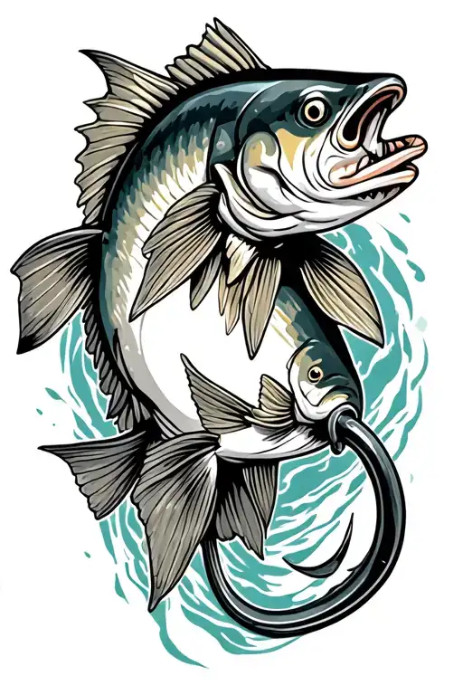 walleye and hook  tattoo design idea