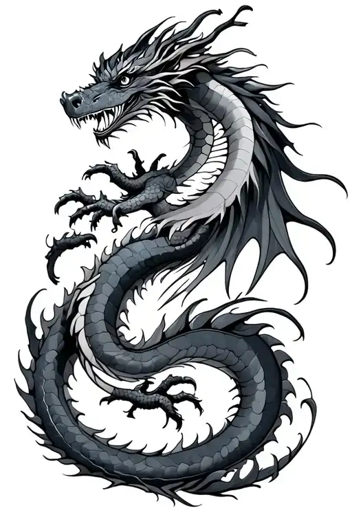 Eastern dragon tattoo design idea