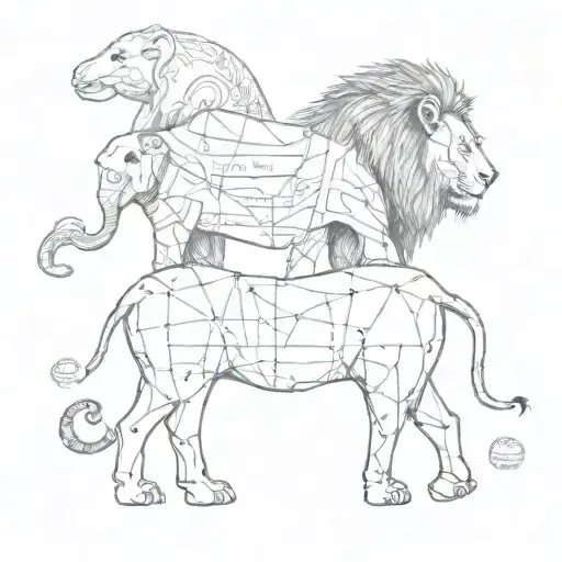 lion and elephant with names wrapped tattoo design idea