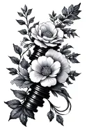 camshaft with flowers intertwined tattoo design idea