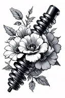 camshaft with flowers intertwined tattoo design idea