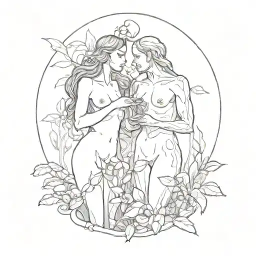 Adam and Eve garden tattoo design idea