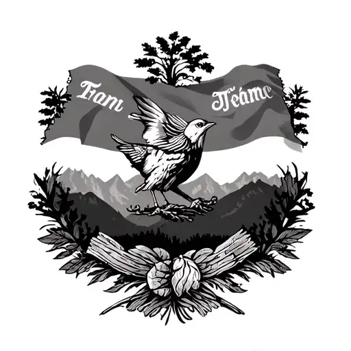 Tennessee Smokey mountains, Tennessee state flag, Tennessee state bird tattoo design idea