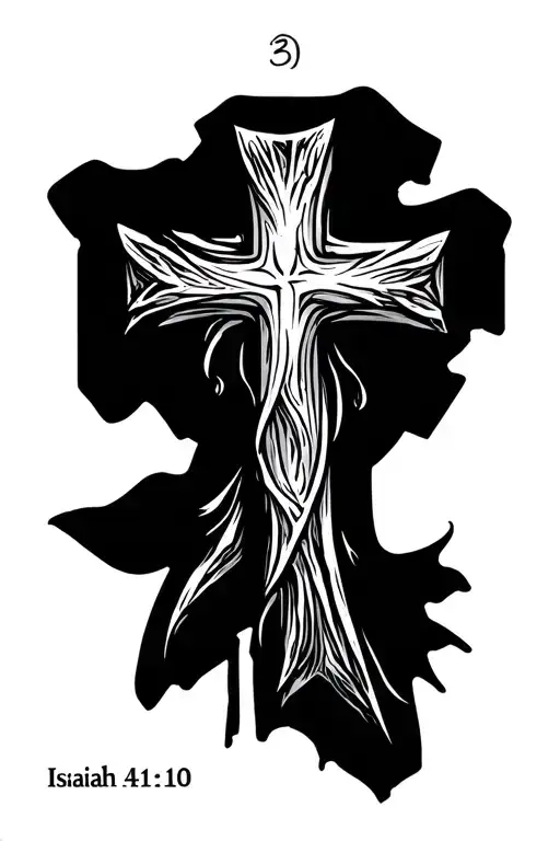 3 simple crosses with texture and isaiah 41:10 tattoo design idea