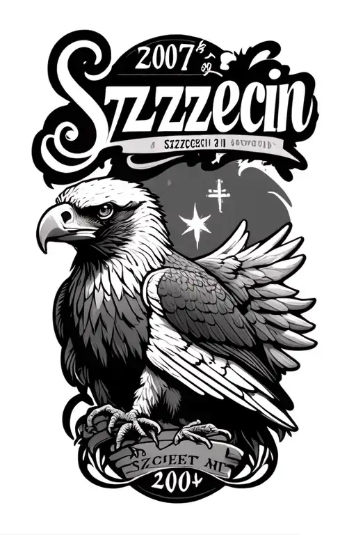 birthdate 2007 with crossroads saying Szczecin and an eagle  tattoo design idea