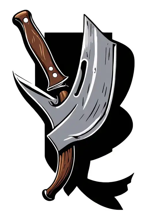 butcher knife crossed tattoo design idea