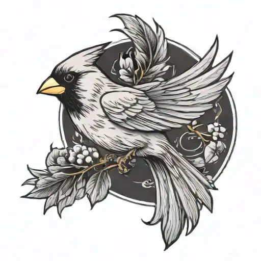 cardinal flying tattoo design idea