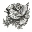 cardinal flying tattoo design idea