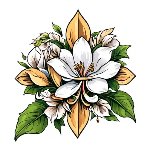 Louisiana Mississippi magnolia fleur de lis tattoo design idea