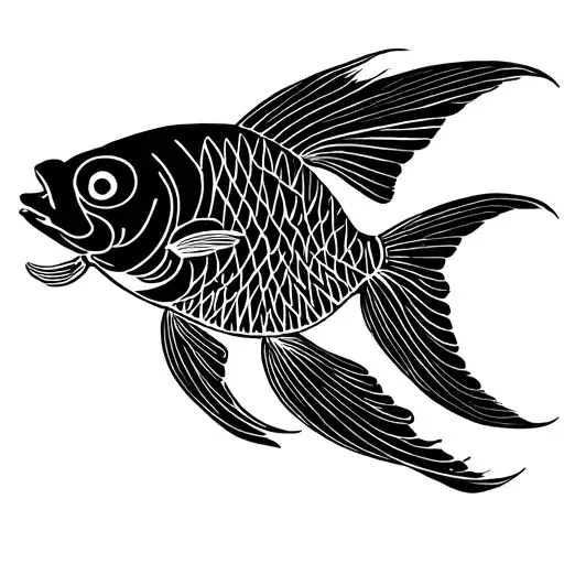 Japanese tradional gold fish swimming tattoo design idea