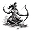 lord Arjun with bow hunting scene tattoo design idea