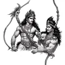 lord Arjun with bow hunting scene tattoo design idea