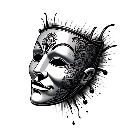 theatre mask tattoo design idea