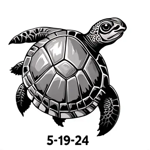 hawaiian turtle tattoo with 5-19-24 written in shell  tattoo design idea