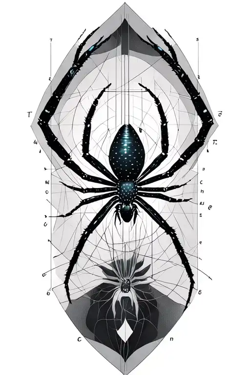 spider, vertical axis, mathematical theme, geommetry tattoo design idea