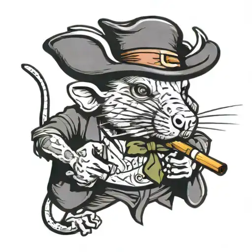 drunk rat smoking tattoo design idea