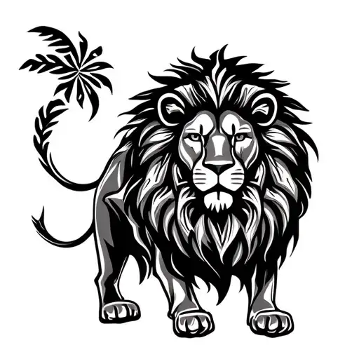 Lion with Tribal & Rasta Influences: The lion is symbolic in both African and Jamaican cultures (as seen in the Rastafar tattoo design idea