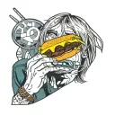 kurt cobain eat burger tattoo design idea