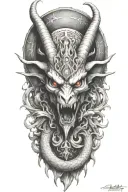baphomet fire dragon tattoo design idea