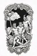 detailed tattoo of Zeus and athena tattoo design idea
