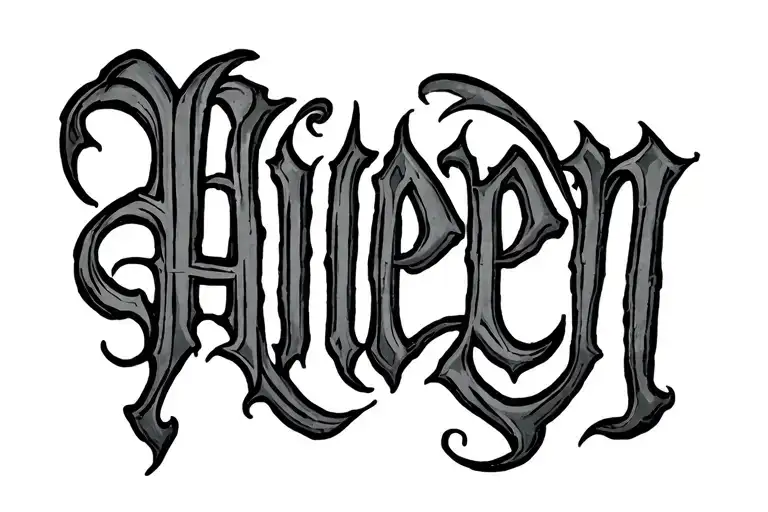 Name Aileen in Gothic Letters tattoo design idea