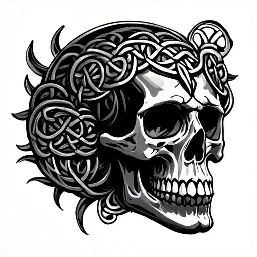 Celtic Skull dark and moody  tattoo design idea