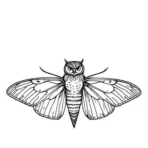 Moth and owl fine line tattoo tattoo design idea