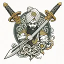 singh ji sword tattoo design idea