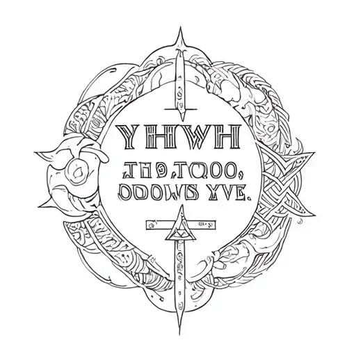 YHWH written tattoo design idea