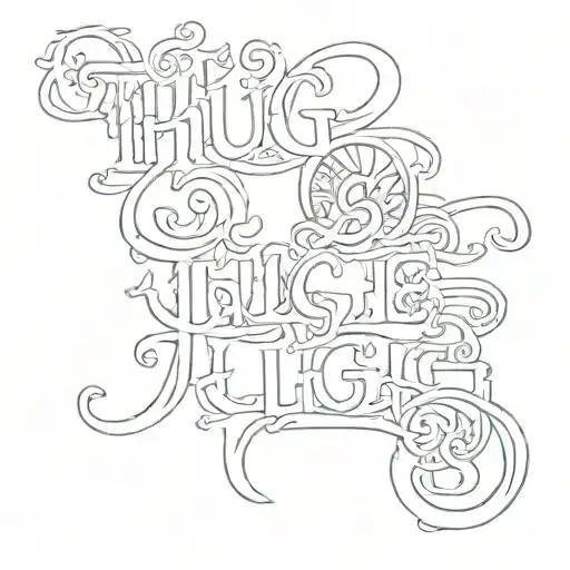 thug life text tattoo design idea