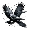 falling Crow Feathers tattoo design idea