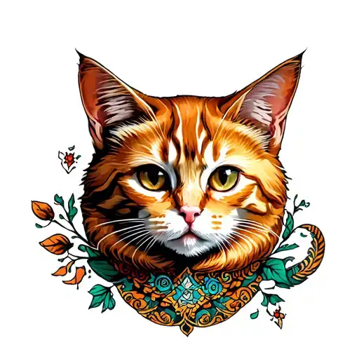 The spirit of the ginger cat tattoo design idea