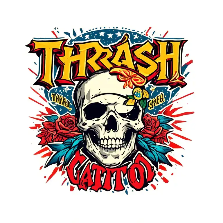 thrash polka style tattoo design idea