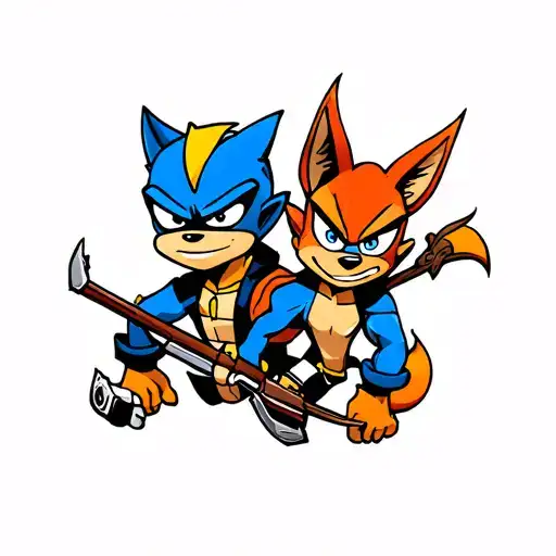sly cooper and crash bandicoot tattoo design idea
