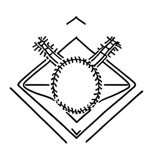 minimalist line drawing baseball diamond tattoo design idea