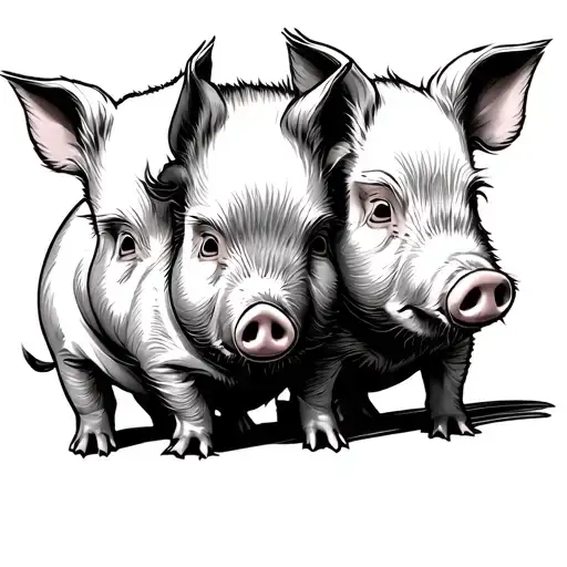 3 little pigs tattoo design idea