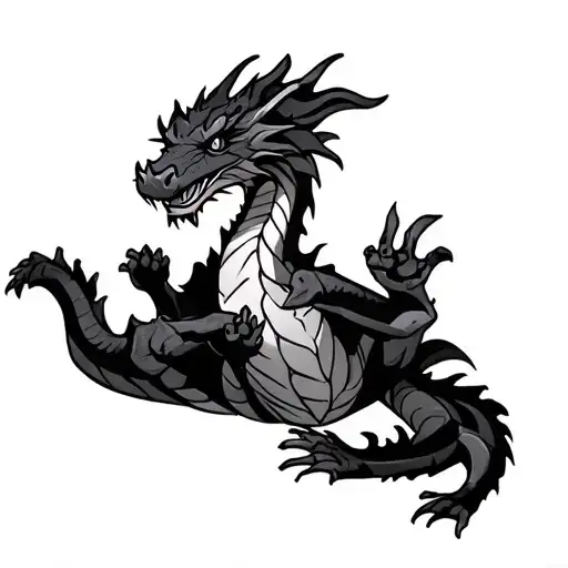 dragon lying on its back with paws in the air tattoo design idea