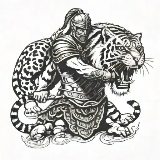 gladiator spartacus and the tiger tattoo design idea
